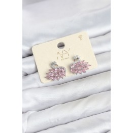 Pembe Zirkon Taşlı Gümüş Swan Kuğu Model Kadın Küpe TJ-BKP11941