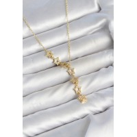 316L Çelik Yıldız Model Gold Renk Zirkon Taşlı Kadın Kolye TJ-BKO11131