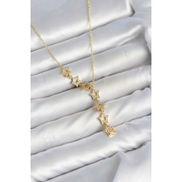 316L Çelik Yıldız Model Gold Renk Zirkon Taşlı Kadın Kolye TJ-BKO11131