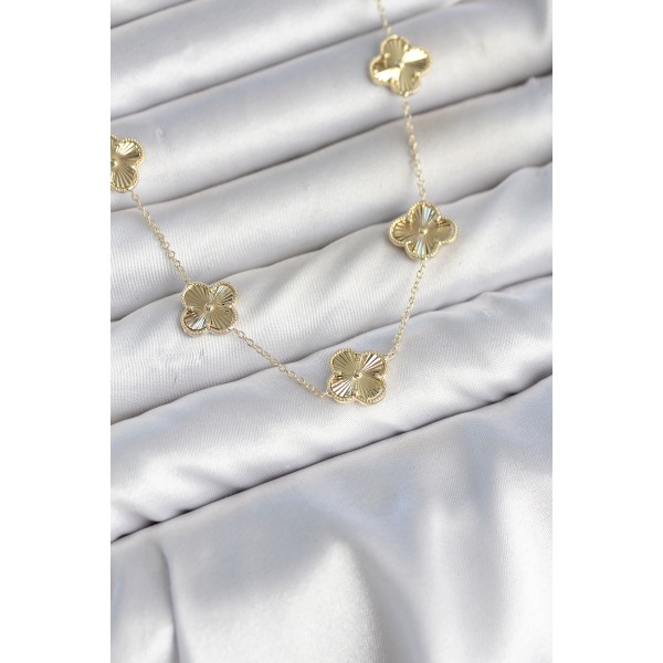 Gold Renk Yonca Model VIP Seri Kadın Kolye TJ-BKO11140