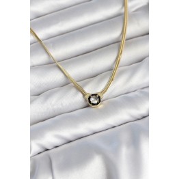 Ezme Yılan Zincir Model Zirkon Taşlı VIP Seri Gold Renk Kadın Kolye TJ-BKO11142