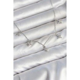 Pirinç Gümüş Renk Sıralı Minimal Kutup Yıldızı Model Kadın Kolye TJ-BKO11144