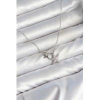 Pirinç Gümüş Renk Minimal Yıldız Model Kadın Kolye TJ-BKO11146