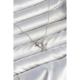 Pirinç Gümüş Renk Minimal Yıldız Model Kadın Kolye TJ-BKO11146