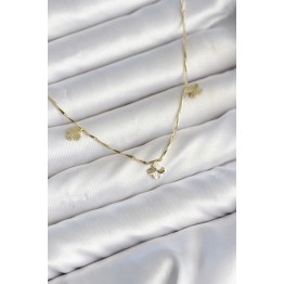 Pirinç Minimal Gold Renk Yonca Model Kadın Kolye TJ-BKO11148