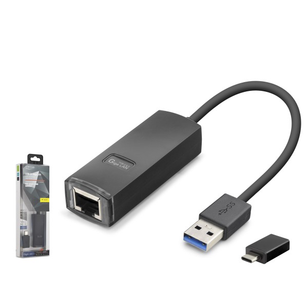 Usb 3.1 Usb Type-c Gen1 Ethernet Adaptör Gigabit Siyah LAN03