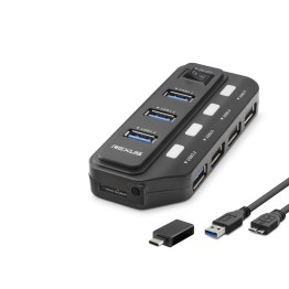 Usb Type-c 3.2 Gen1 Anahtarlı Hub 7 Port 5 Gbps Siyah U332