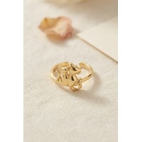 Gold Renk Kedi Tasarım Pirinç Kadın Yüzük TJ-BYK4219