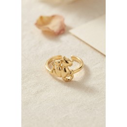 Gold Renk Kedi Tasarım Pirinç Kadın Yüzük TJ-BYK4219