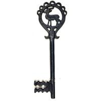 Geyik Figürlü Dekoratif Anahtar 250x80 mm - Büyük Boy Vintage Rustik Mobilya Sandık Aksesuar Süs