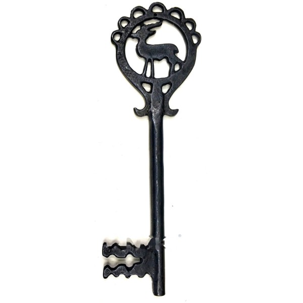 Geyik Figürlü Dekoratif Anahtar 250x80 mm - Büyük Boy Vintage Rustik Mobilya Sandık Aksesuar Süs