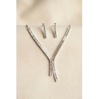Baget Zirkon Taşlı Su Yolu Kolye ve Küpe Set TJ-BKO11158