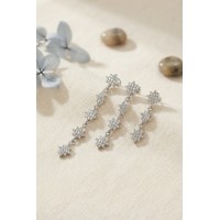 3 lü Set Küpe Gümüş Renk Kutup Yıldızı Detaylı TJ-BKP11947