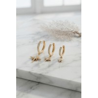 Gold Renk Kutup Yıldız Model 3 lü Küpe Seti TJ-BKP11952