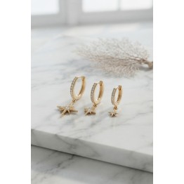Gold Renk Kutup Yıldız Model 3 lü Küpe Seti TJ-BKP11952
