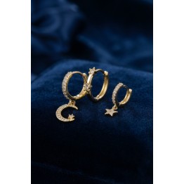3 lü Ay ve Yıldız Model Gold Renk Set Küpe TJ-BKP11962