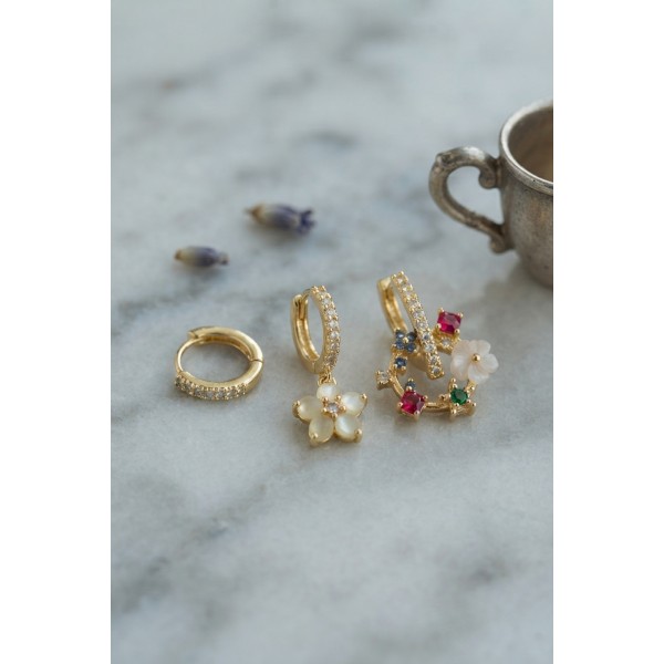 3 lü Set Gold Renk Çiçek Model Küpe TJ-BKP11964
