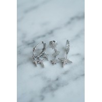 Kutup Yıldızı Model Gümüş Renk 3 lü Küpe Set TJ-BKP11973
