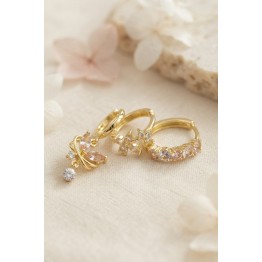 3 lü Set Gold Renk Zirkon Taşlı Model Küpe TJ-BKP11978