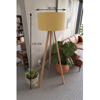 3 Ayaklı Tripod Lambader Hardal Kumaş Başlık