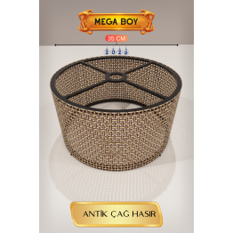 Antik Çağ Hasır Lambader Başlığı 35 CM Mega Boy