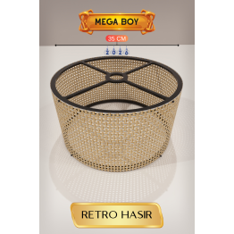 Retro Hasır Lambader Başlığı 35 CM Mega Boy