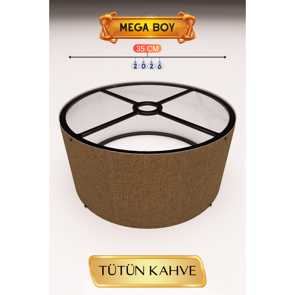 Tütün Kahve Lambader Başlığı 35 CM Mega Boy