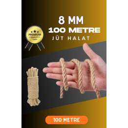 8 MM 100 Metre Jüt Halat Dekoratif Hasır İp Urgan Süs