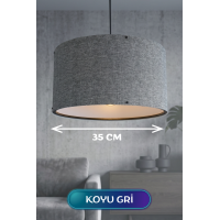 Koyu Gri Kumaş Başlıklı Sarkıt Avize 35 CM