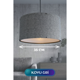Koyu Gri Kumaş Başlıklı Sarkıt Avize 35 CM
