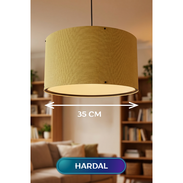 Hardal Kumaş Başlıklı Sarkıt Avize 35 CM