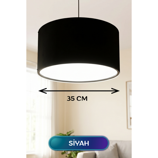 Siyah Kumaş Başlıklı Sarkıt Avize 35 CM