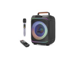 Karaoke Mikrofonlu Bluetooth Hoparlör Fm Radyo 40W 8 İnç Rgb Kumandalı Siyah JBR818