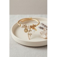 Geyik Model Gold Renk Beyaz Charmlı Bileklik TJ-BB8663