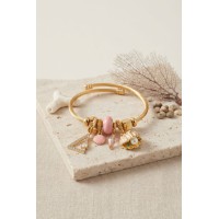 Pembe Deniz Kabuğu Model Gold Renk Charmlı Bileklik TJ-BB8676