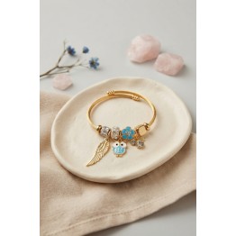 Baykuş Model Gold Renk Charmlı Bileklik TJ-BB8681