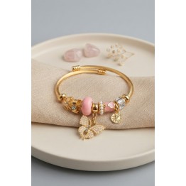Pembe Model Gold Renk Charmlı Bileklik TJ-BB8685