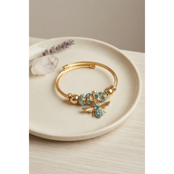 Mavi Arı Model Gold Renk Charm Bileklik TJ-BB8687