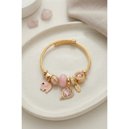 Kalp ve Fil Model Pembe Charmlı Bileklik TJ-BB8748