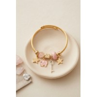 Anahtar ve Fil Model Pembe Charmlı Bileklik TJ-BB8753