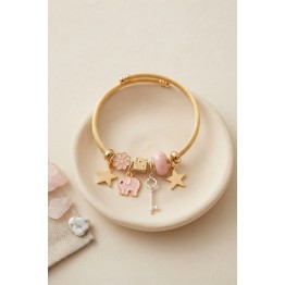 Anahtar ve Fil Model Pembe Charmlı Bileklik TJ-BB8753