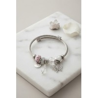 Taşlı ve Pembe Charmlı Bileklik TJ-BB8796