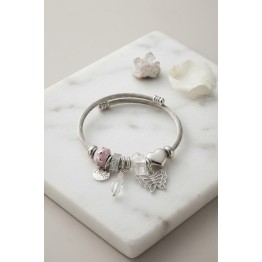 Taşlı ve Pembe Charmlı Bileklik TJ-BB8796