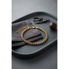 316L Çelik Gold Renk Box Zincir Model Erkek Bileklik TJ-EB3811