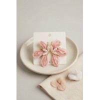 Pembe Renk Orkide Model Organze Küpe TJ-BKP11988
