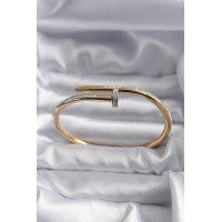 316L Çelik Gold Renk Çivi Model Zirkon Taş Detay Kadın Bileklik TJ-BB5646
