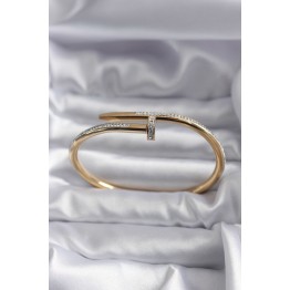 316L Çelik Gold Renk Çivi Model Zirkon Taş Detay Kadın Bileklik TJ-BB5646