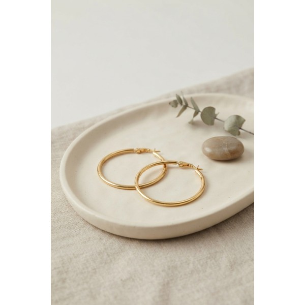 316L Çelik Gold Renk 36 mm Halka Küpe TJ-BKP12007