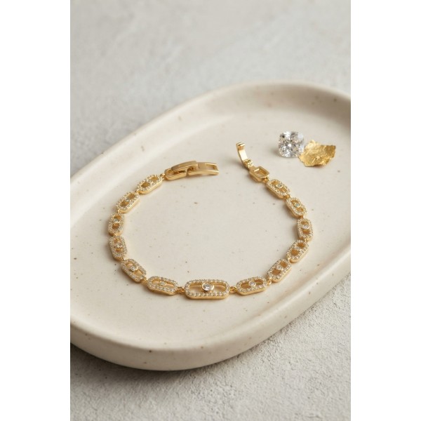 Gold Renk Zirkon Taşlı Messika Model Bileklik TJ-BB8850