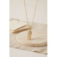 316L Çelik Zincir Gold Renk Zirkon Taşlı Jellyfish Model Kolye TJ-BKO11172
